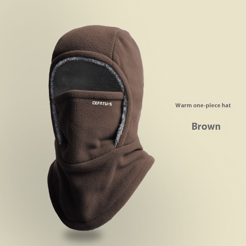 Winter Fleece Hooded Scarf Windproof Cold-proof Warm Face Mask Outdoor Thermal Head Cover Hat