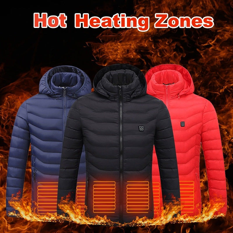 Winter Heated Jacket USB Electric Cotton Coat Zip-up Heater Thermal Clothing Heating Vest For Men