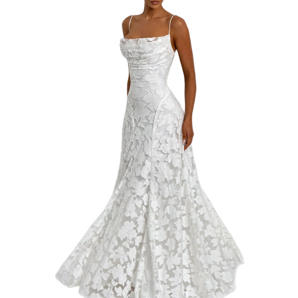 Slim-fit Sling Backless Lace Up Design Dress