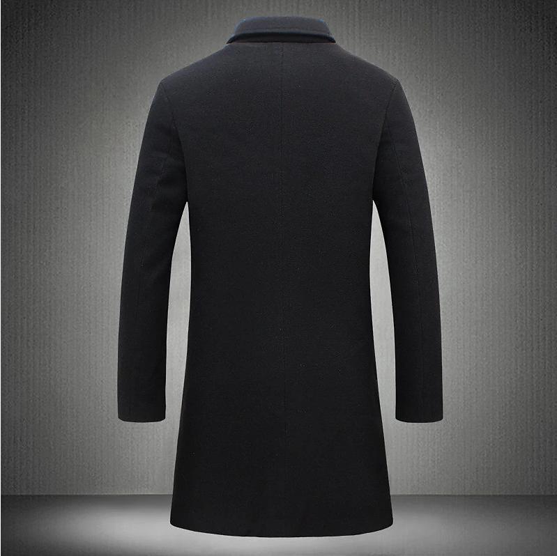 Men's Mid-aclength Trench Coat Fall Winter Slim Pockets Single-breasted Collar Jacket  Casual Business Comfortable Overcoat Clothing