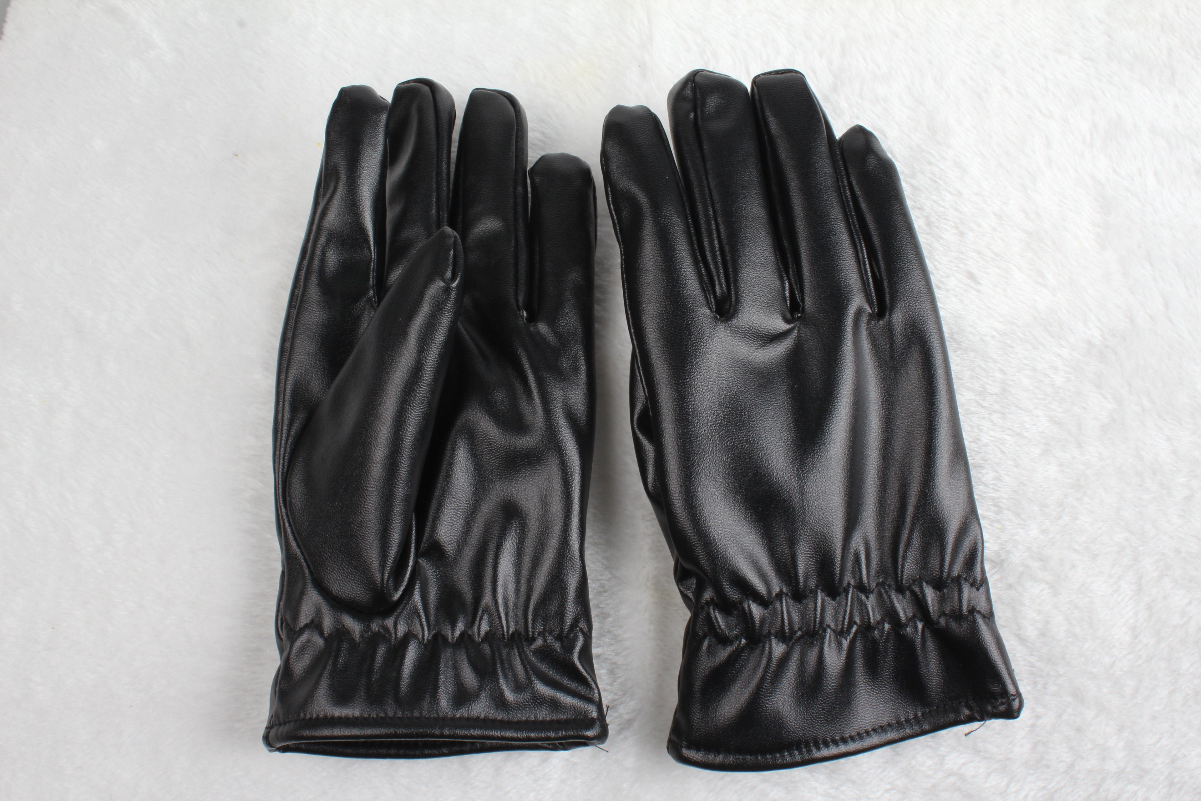 1Pair Unisex Black Leather Gloves Winter Warm Windproof High Quality Soft Gloves Outdoor Cycling Skiing Running Motorbike Gloves