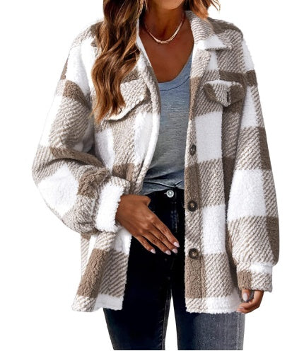 Lamb Fleece Button Jacket – Winter Warm Casual Outerwear