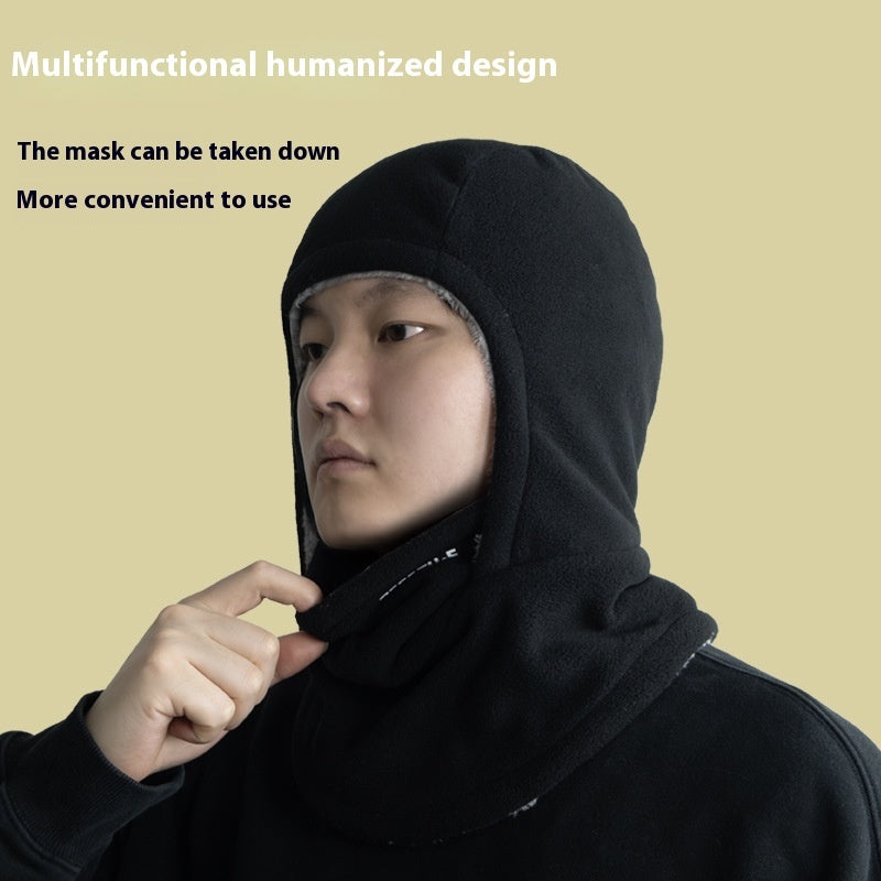 Winter Fleece Hooded Scarf Windproof Cold-proof Warm Face Mask Outdoor Thermal Head Cover Hat